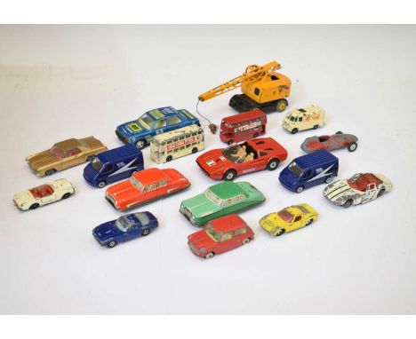 Four Glamorgan/Glam Toy Products tin model cars including a 'Delicious Ice Cream Van' and 'Police Car', together with with a 