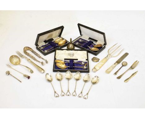 Three cased pairs of George V Masonic coffee spoons with decoration for The Polytechnic Lodge 1926, Birmingham 1925, mother-o