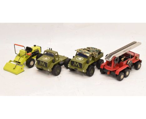 Four Mogul for Meccano Vehicles; fire engine, military vehicles and tractor (4)