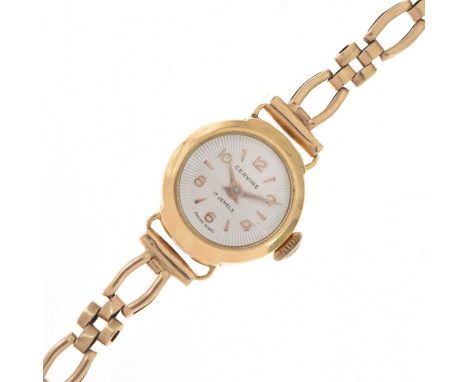 Cervine - Lady's 18ct gold cased cocktail watch, having a textured silvered dial with applied dagger and Arabic hour markers,