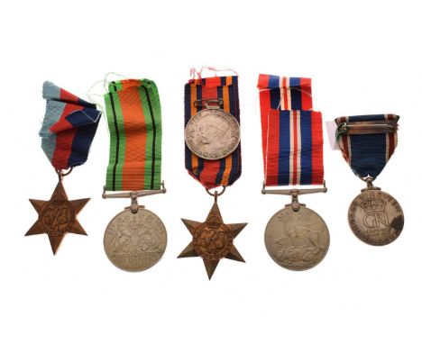 Second World War medal group comprising; 1939-1945 War Medal, The Defence Medal, The 1939-1945 Star, The Burma Star, George V