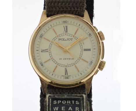 Poljot - Gentleman's Russian chronograph wristwatch, having a cream dial with gilt baton and quarter Roman hour markers, fill