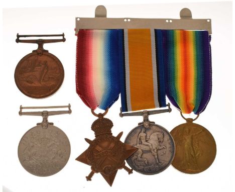 First World War medal trio awarded to Private J. Davies of the Royal Marine Light Infantry comprising; War Medal, Victory Med