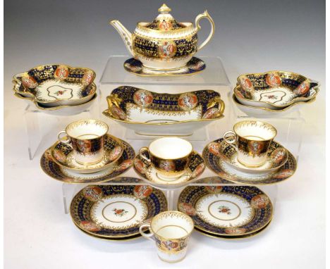 Collection of Chamberlain Worcester porcelain tea, coffee and dessert wares, painted and gilded in the ‘Admiral Yeo’ pattern,