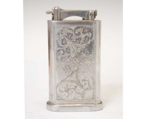Second World War period table lighter, having foliage scroll decoration and inscribed 'Robert', and '1939-45' to verso, 11cm 