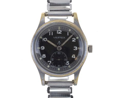Vertex - World War II military issue 'Dirty Dozen' wristwatch, the signed dial with Arabic numerals, seconds subsidiary dial,