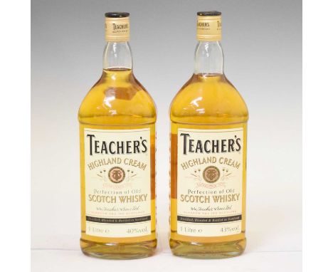 Teacher's 'Highland Cream' Old Scotch Whisky, 2 x 1 litres bottles