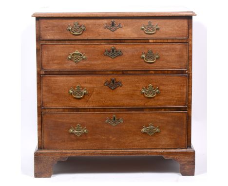 A George III mahogany chest of drawers, of small size, rectangular top with a moulded edge, fitted with four graduating long 