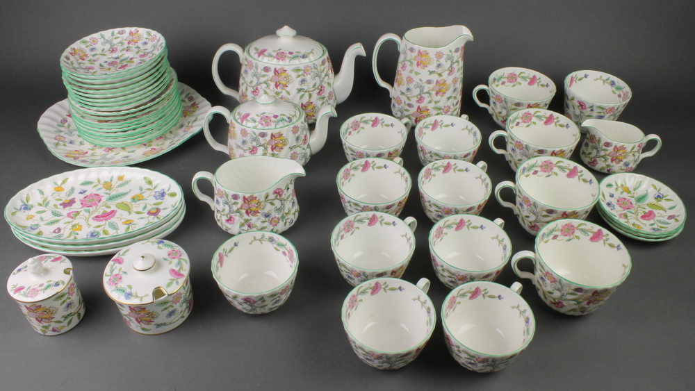 A Minton Haddon Hall tea and coffee set comprising 8 tea cups, 4 coffee