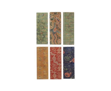 A FINE GROUP OF SIX SILK BROCADE SUTRA COVERS16th to 18th centuryThe first with a profusion of multi-coloured double gourds i