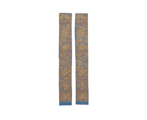 FIVE PAIRS OF EMBROIDERED SILK SLEEVEBANDS AND A SINGLE 'SUZHOU EMBROIDERY' 'PEACOCK' BAND19th centuryAll finely embroidered 