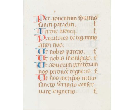 Illuminated manuscript leaves Group of leaves from liturgical manuscripts France or northern Europe, probably 15th century un
