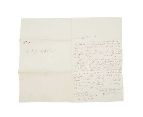 Babbage, Charles (1791-1871) Autograph letter signed on his 'calculating engine' 1 Dorset Street, Manchester Square, [London]