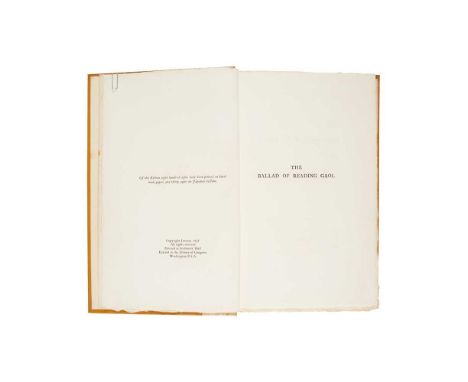 Wilde, Oscar - "C.3.3." The Ballad of Reading Gaol London: Leonard Smithers, 1898. First edition, 8vo, one of 800 copies on h