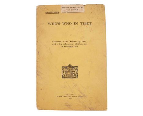 Tibet Who's Who in Tibet corrected to the Autumn of 1937, with a few subsequent additions up to February 1938. Calcutta: Gove