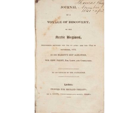 Parry, Edward and others [Voyages, abridged] Journal of a Voyage of Discovery to the Arctic Regions. London: Richard Phillips