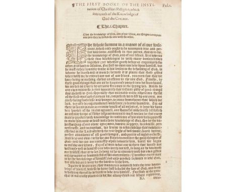 Calvin, John Two rare 16th century English editions [The Institution of Christian Religion]. [London: Richard Harrison, 1562]