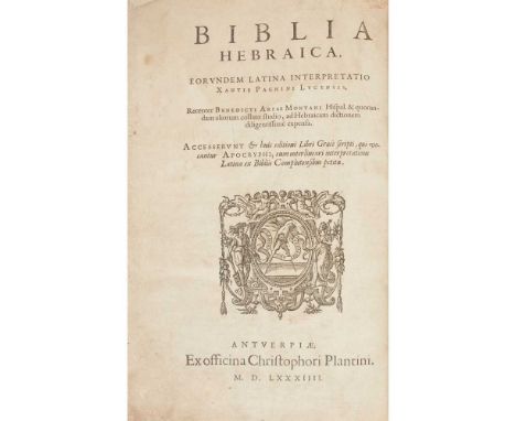 Bible; Polyglot Biblia Hebraica  eorundem Latina interpretatio Xantis Pagnini Lucensis, recenter Benedicti Ariae Montani Hisp