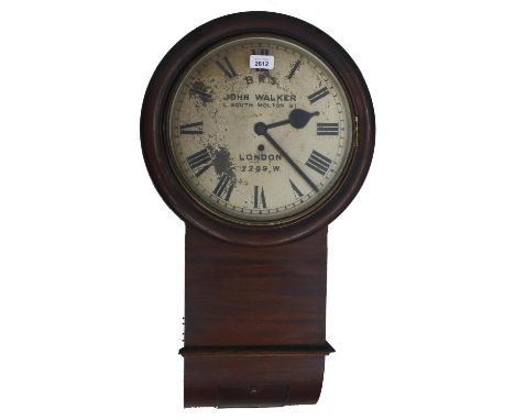 Mahogany single fusee railway clock, the 12" white dial inscribed B.R.(S), John Walker, South Molton St, London, 2289 W, with
