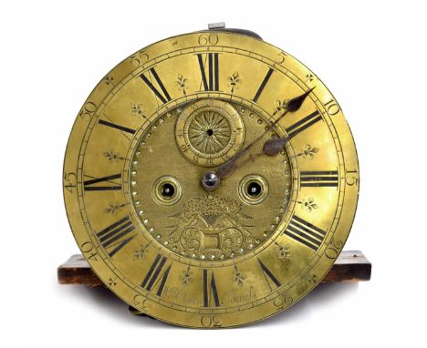 Good eight day longcase clock five pillar movement, the 11.25" brass chapter ring signed William Clement, Totness (sic), encl