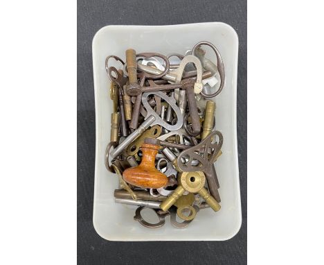 Collection of assorted clock winding keys 
