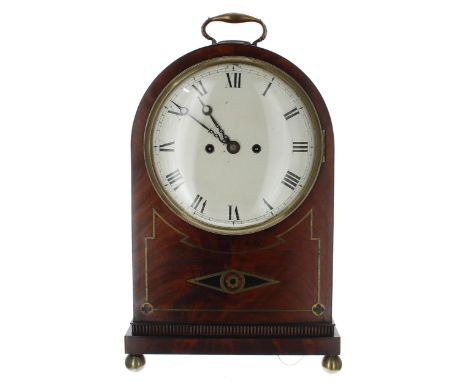 Mahogany double&nbsp;fusee bracket clock, the movement with pull/repeat, engraved back plate and pendulum, the 8" white dial 