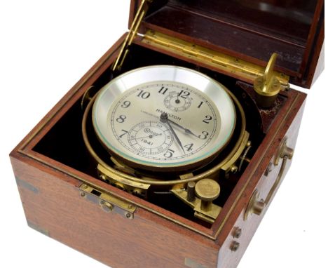 Good American two day marine chronometer, the 3.75" silvered dial signed Hamilton, Lancaster, PA., U.S.A., N900/1941, with su