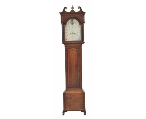 Good mahogany eight day longcase clock,&nbsp;the 13" painted arched dial signed Wm Jefferson, Whitby, with subsidiary seconds