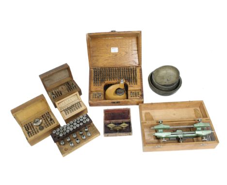 Boley type&nbsp;staking set within an oak fitted box&nbsp;(almost complete); also three other small boxed staking sets (two a