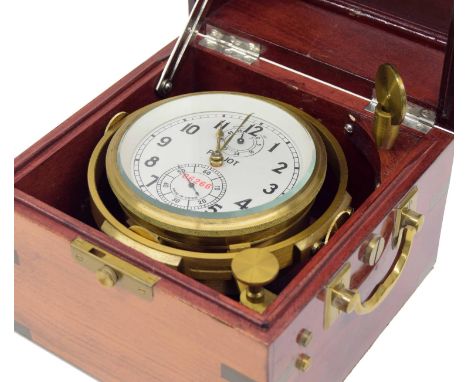 Good Russian two day marine chronometer, the 4.5" white dial signed Pol Jot, no. 86266, with subsidiary state of wind and sec