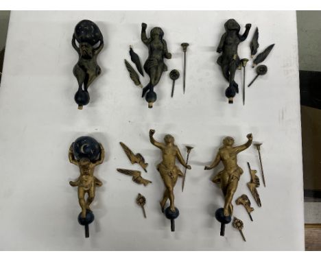 Six Dutch longcase clock finials, some in need of restoration (6)