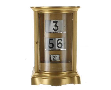 Good and rare ormolu cased ticket clock, with apertures displaying the hours, minutes and seconds, within a bow fronted stepp