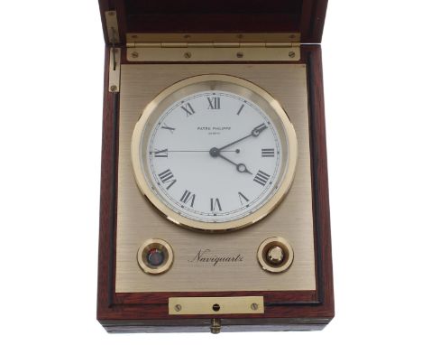 Good Patek Philippe Naviquartz marine chronometer, the 3" white dial within a brushed brass housing, bearing ref. no. 1.802.3