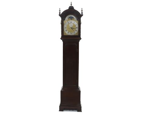 Mahogany eight day longcase clock with substantial five pillar movement, the 12" brass arched dial signed Eardley Norton, St 