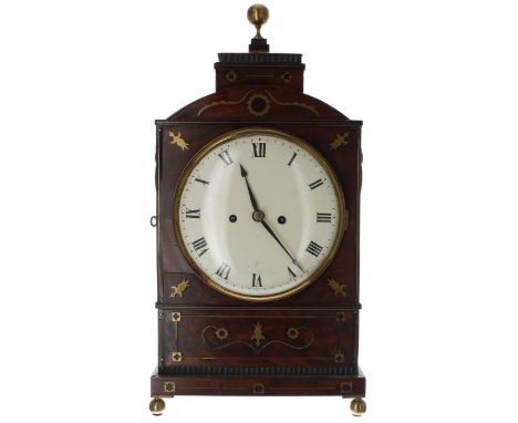 English mahogany double fusee bracket clock, the movement with pull repeat, foliate engraved back plate and locking pendulum,