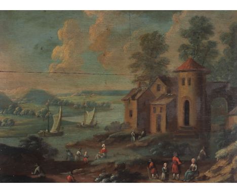 Oil on wood scene of life probably Holland early 18thSizes: Cadre L=410mm H=340mm Panneau H=210mm L=275mmWeight (K): 1.170kgS