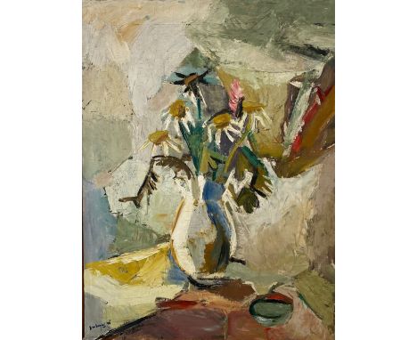Ben HEYART Luxembourg Oil on panel "Still life with flower vase"Sizes: L=650mm H=860mmWeight (K): 1.850kgState: at first glan