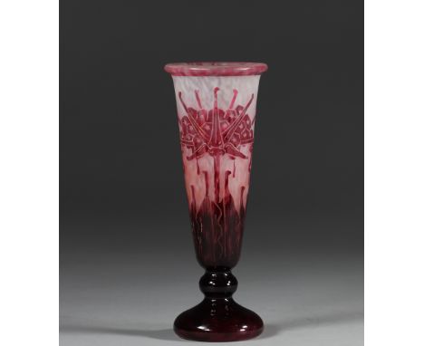 French Glass Art Deco Vase Floral Pattern Acid ClearedSizes: H=190mm D=70mmWeight (K): 0.360kgState: at first glance - good c