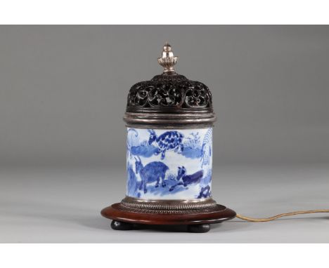 Blanc Bleu porcelain brush holder decorated with fantastic animals, buffaloes ect ... 18th century China.Region: CHINASizes: 