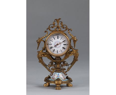 Clock in bronze and enamel probably Viennese 19th centurySizes: H=135mm L=80mm l=60mmWeight (K): 0.281kgState: at first glanc