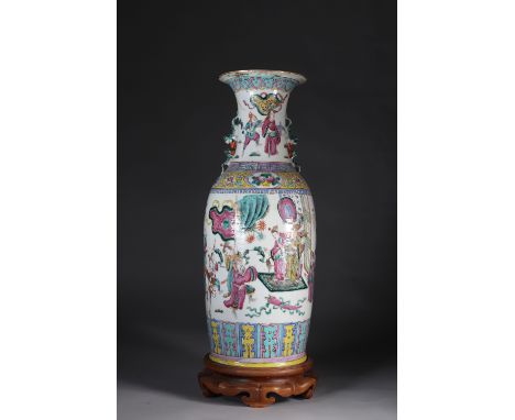 China large famille rose vase with 19th century character decorRegion: CHINASizes: H=600mm D=240mmWeight (K): 6.4kgState: Aft