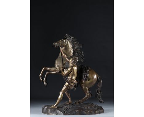 Cheval de Marly Group in gilded bronze signed CoustouSizes: H=475mm L=380mmWeight (K): 11.1kgState: at first glance - good co