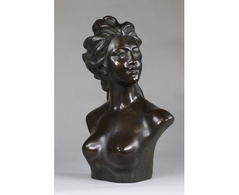 Jef LAMBEAUX (1852-1908) bust of a young woman in bronzeSizes: H=425mm L=280mm l=170mmWeight (K): 8.8kgState: at first glance