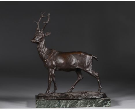 Bronze "the deer" signed Leads brown patinaSizes: H=400mm L=310mmWeight (K): 8kgState: at first glance - good condition - no 
