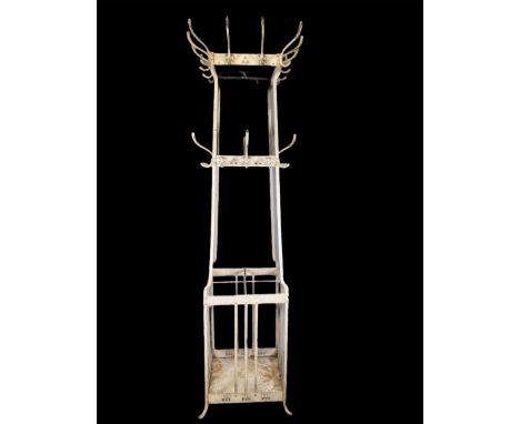 Secessionist art-nouveau coat rack in metal.Sizes: H=1920mm L=480mm l=480mmWeight (K): 30kgState: After checking - normal wea