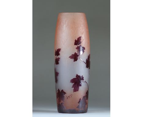 Legras large vase cleared with acid vegetable decorationSizes: H=390mm D=110mmWeight (K): 2kgState: at first glance - good co