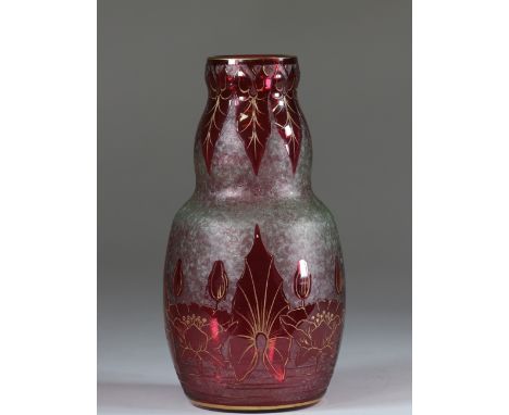 Baccarat Art Nouveau vase with floral decoration cleared with acid signed Baccarat Bourgeois circa 1880Sizes: H=240mm D=120mm
