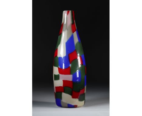 Murano Venini (att) Blown vase decorated with colored tiles.Sizes: H=380mm D=130mmWeight (K): 1.520kgState: at first glance -