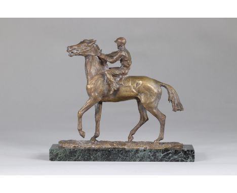 Rene PARIS (1881-1970) Jockey on his horseSizes: H=215mm L=245mm l=70mmWeight (K): 2.550kgState: at first glance - good condi