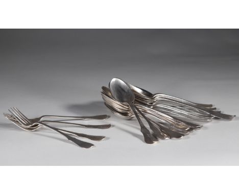 Lot of silver cutlery, Belgian hallmarks "Louvain 18th"Sizes: diversWeight (K): 1.240kgState: at first glance - good conditio